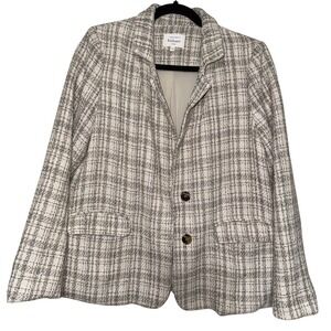 Bohme‎ Plaid Tweed Blazer Jacket Women's Size S Beige Brown Button Front